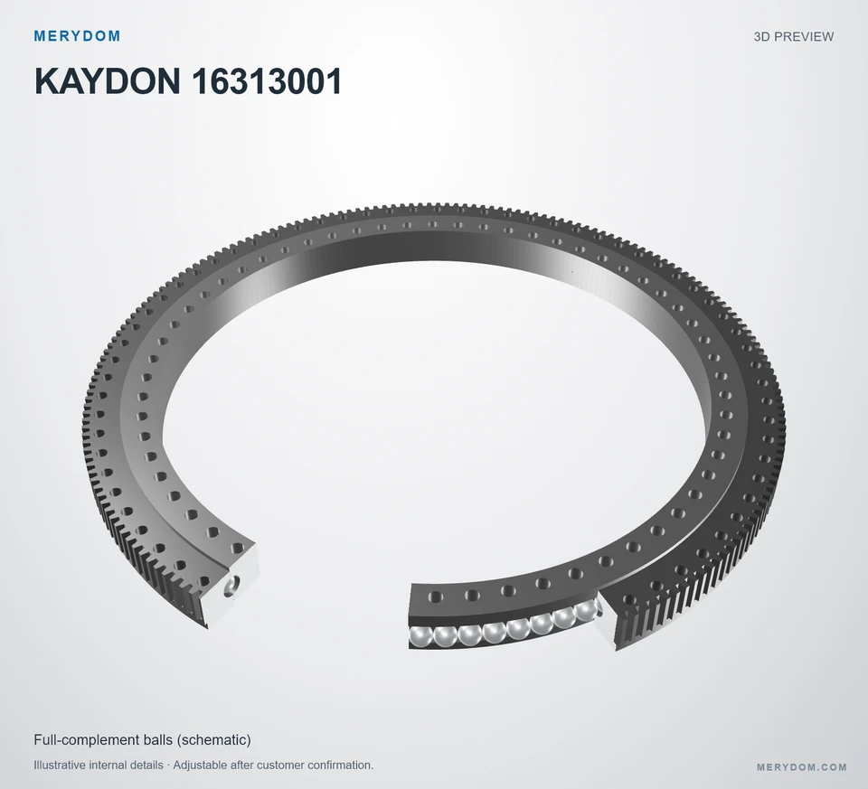 3D model preview of the MERYDOM replacement slewing bearing for KAYDON 16313001.