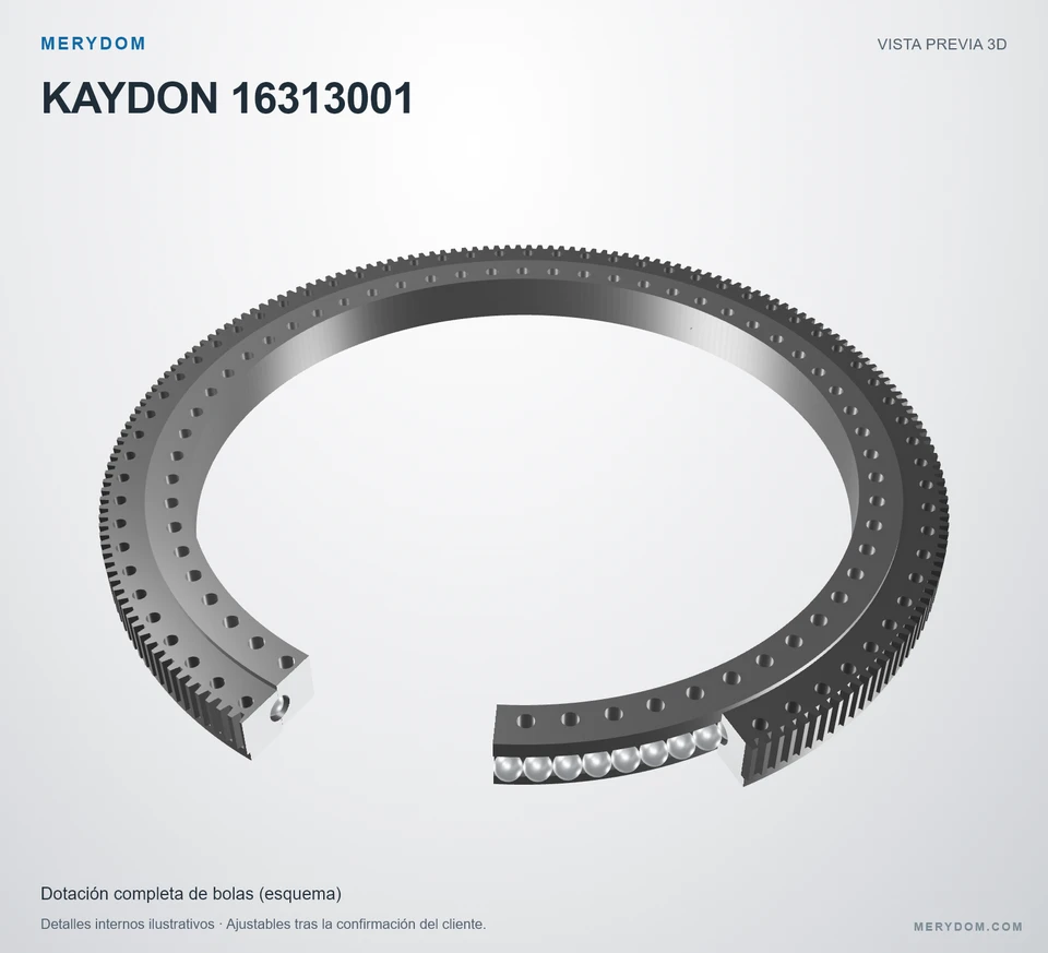 Vista previa del modelo 3D de la corona de giro de sustitución MERYDOM para KAYDON 16313001.