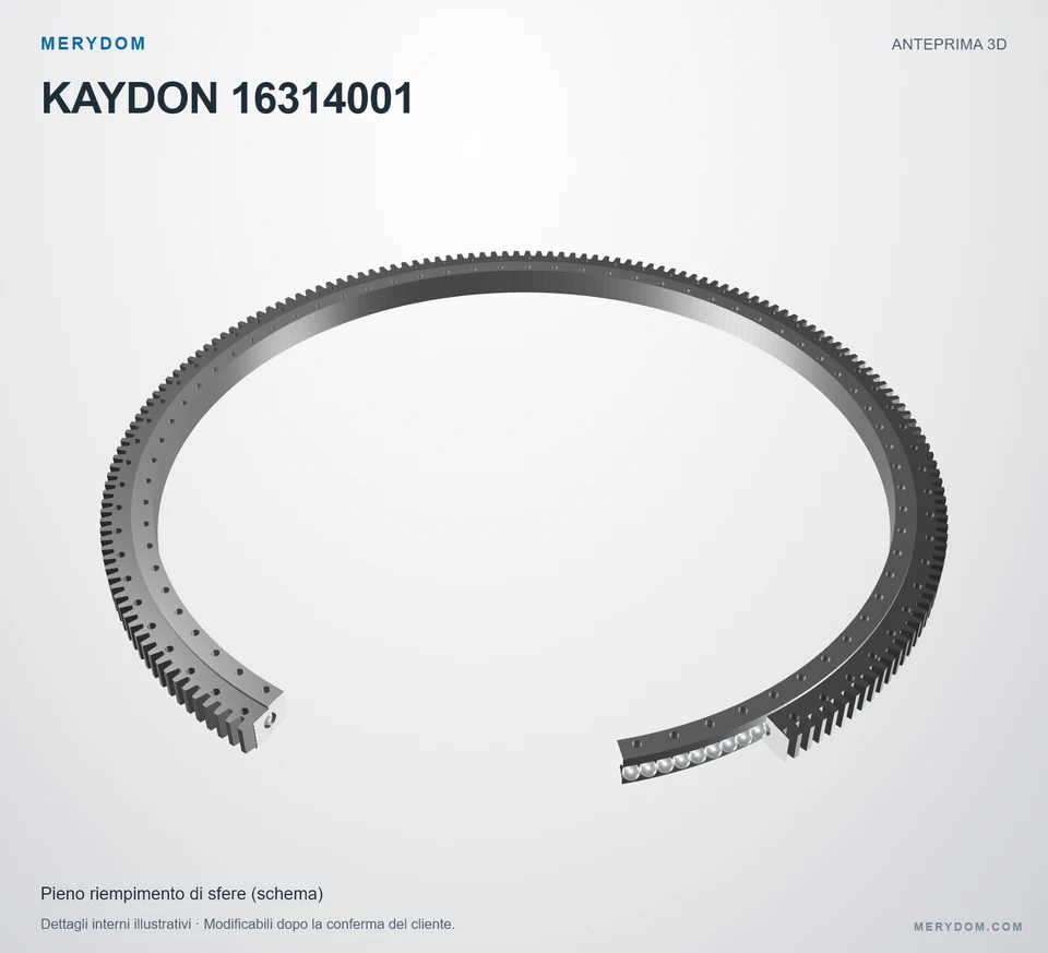 Anteprima del modello 3D del cuscinetto di rotazione sostitutivo MERYDOM per KAYDON 16314001.