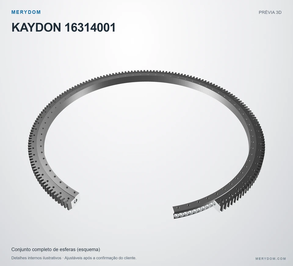 Prévia do modelo 3D do rolamento de giro de substituição MERYDOM para KAYDON 16314001.