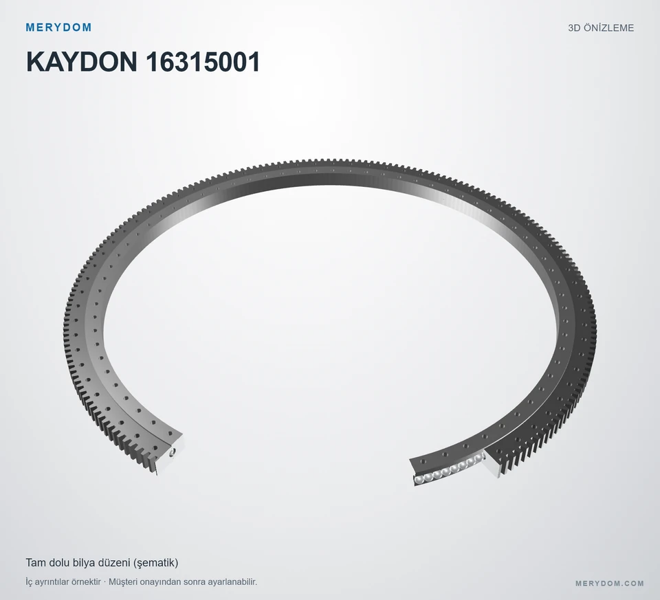 KAYDON 16315001 için MERYDOM muadil döner tabla rulmanının 3D model önizlemesi.