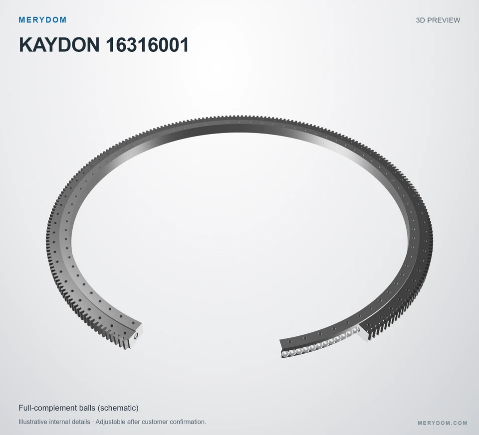 3D model preview of the MERYDOM replacement slewing bearing for KAYDON 16316001.