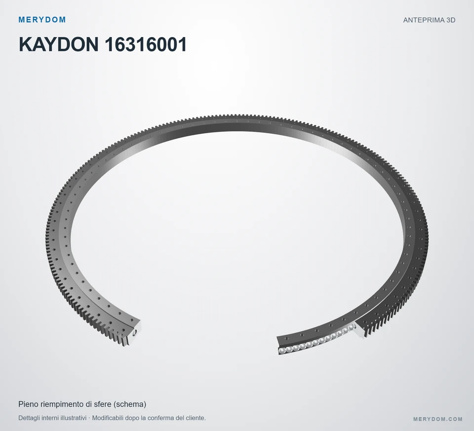 Anteprima del modello 3D del cuscinetto di rotazione sostitutivo MERYDOM per KAYDON 16316001.