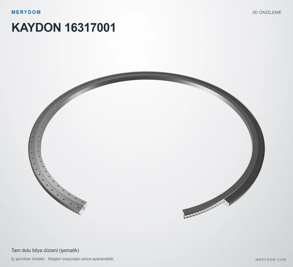 KAYDON 16317001 için MERYDOM muadil döner tabla rulmanının 3D model önizlemesi.