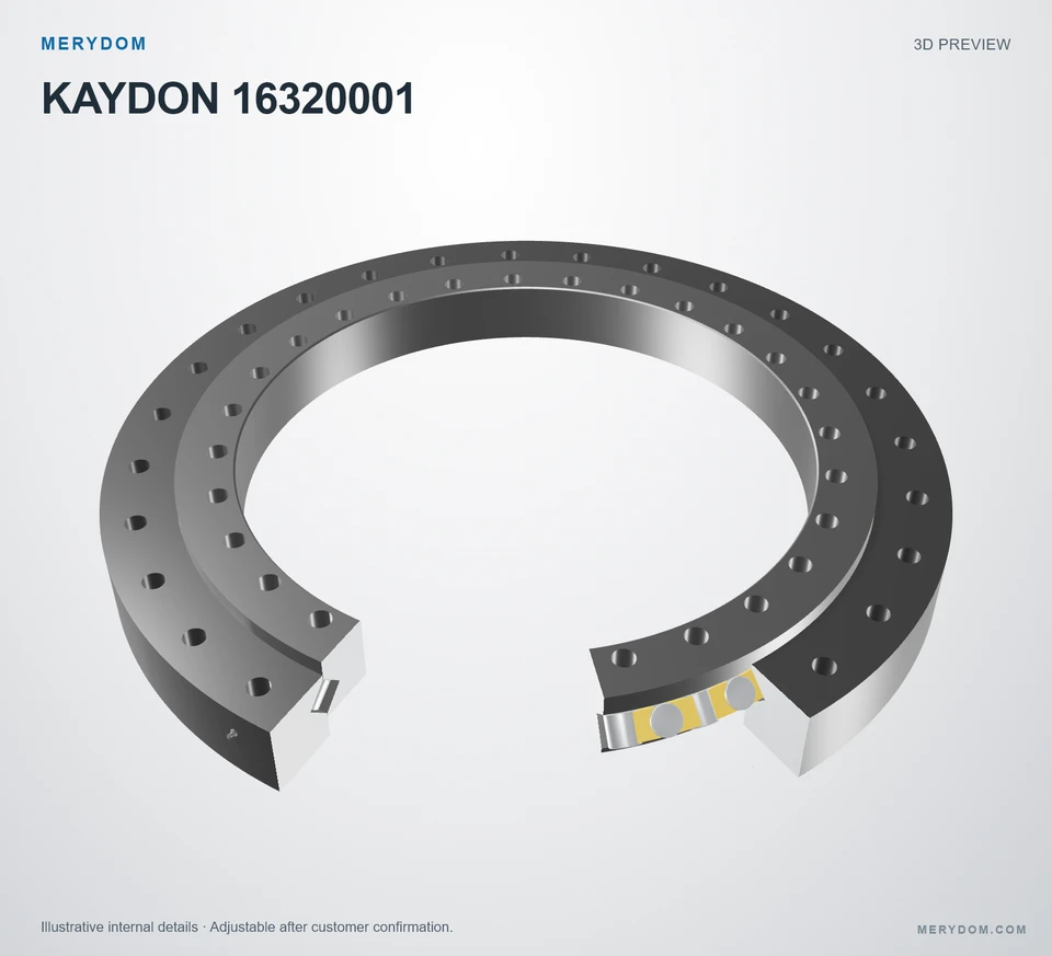3D model preview of the MERYDOM replacement slewing bearing for KAYDON 16320001.