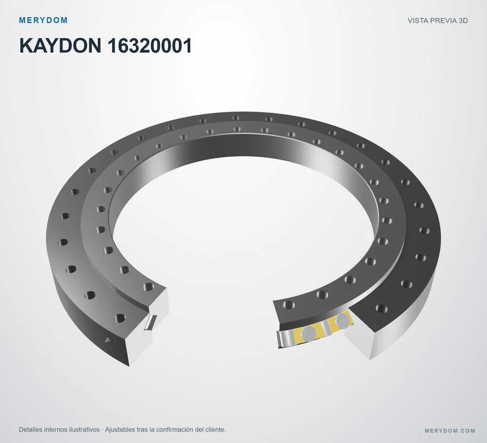 Vista previa del modelo 3D de la corona de giro de sustitución MERYDOM para KAYDON 16320001.