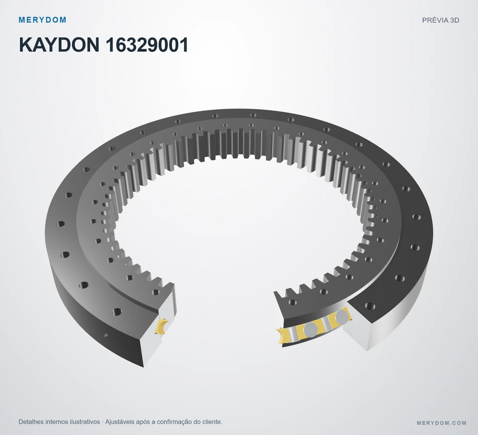 Prévia do modelo 3D do rolamento de giro de substituição MERYDOM para KAYDON 16329001.