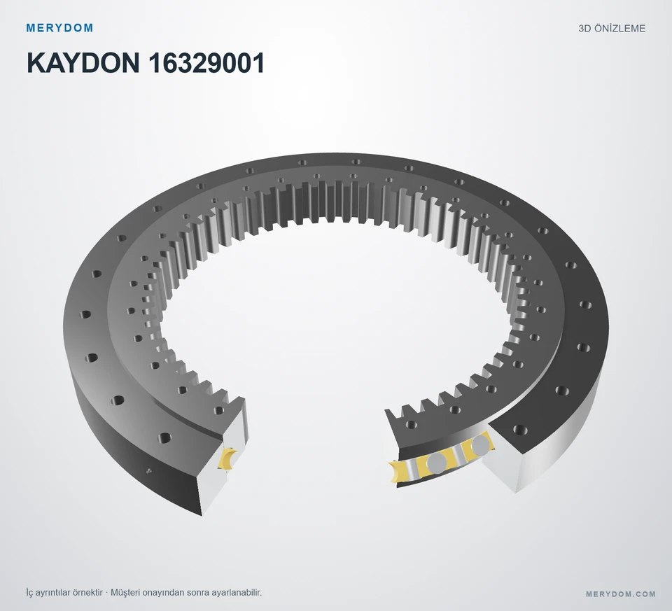 KAYDON 16329001 için MERYDOM muadil döner tabla rulmanının 3D model önizlemesi.