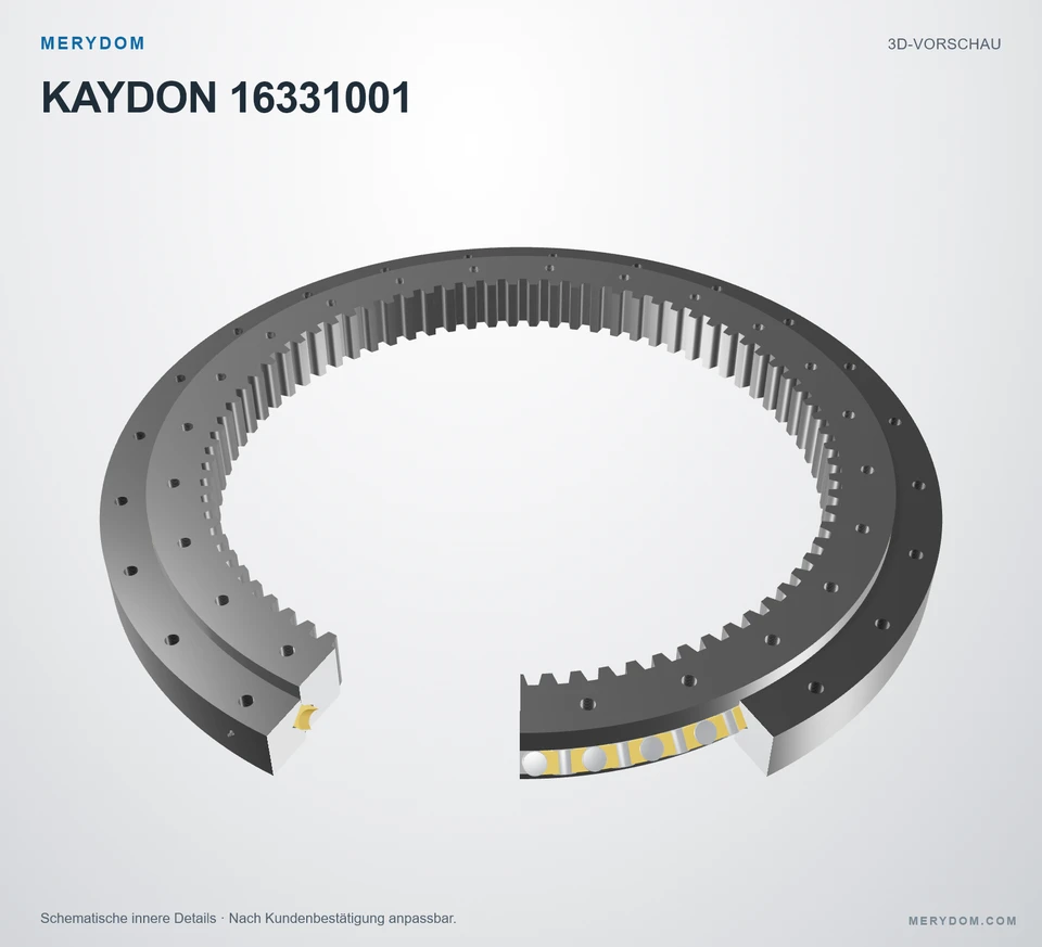 Vorschau des 3D-Modells des MERYDOM-Ersatzdrehkranzes für KAYDON 16331001.