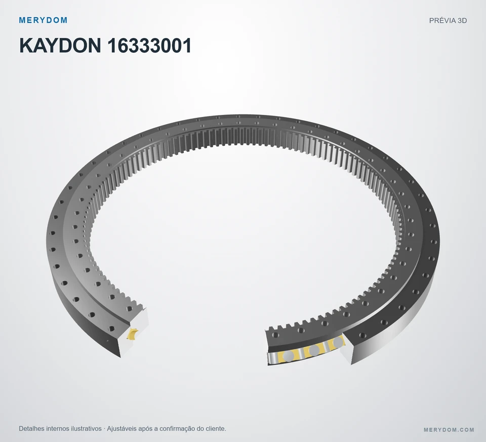Prévia do modelo 3D do rolamento de giro de substituição MERYDOM para KAYDON 16333001.