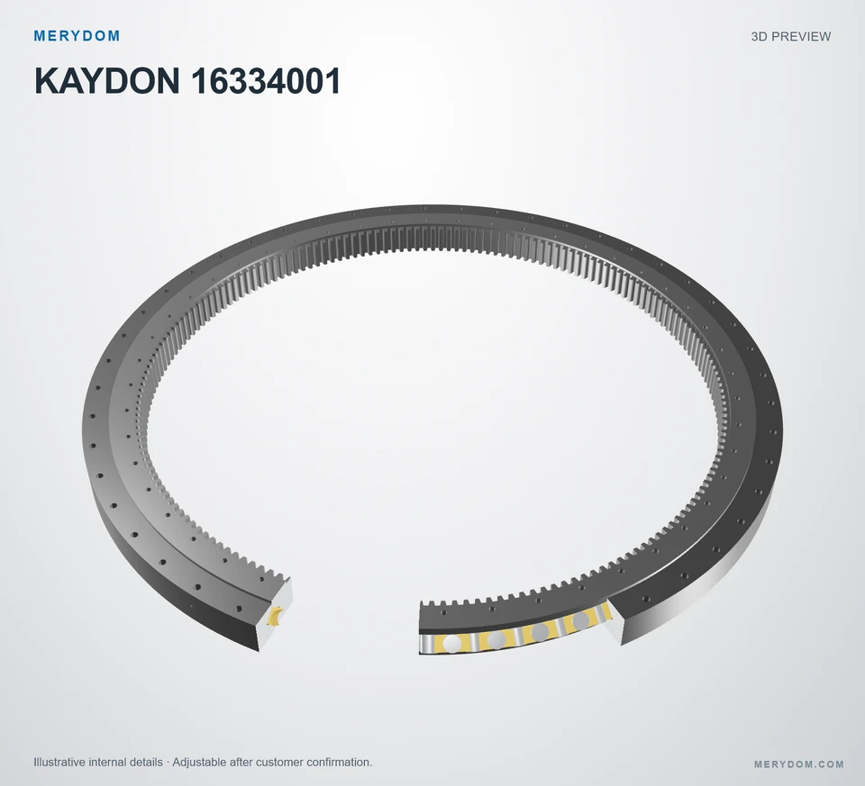 3D model preview of the MERYDOM replacement slewing bearing for KAYDON 16334001.