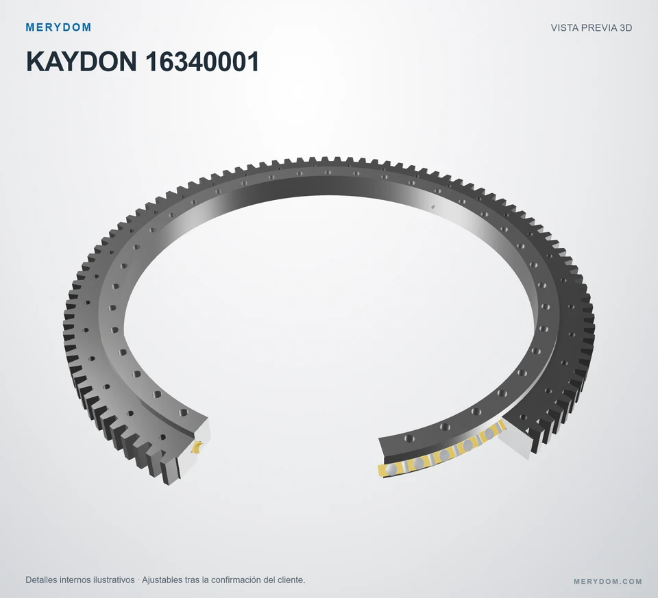 Vista previa del modelo 3D de la corona de giro de sustitución MERYDOM para KAYDON 16340001.