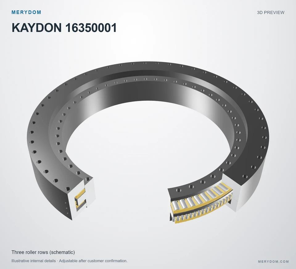 3D model preview of the MERYDOM replacement slewing bearing for KAYDON 16350001.