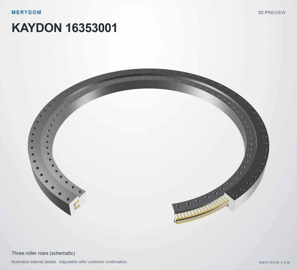 3D model preview of the MERYDOM replacement slewing bearing for KAYDON 16353001.