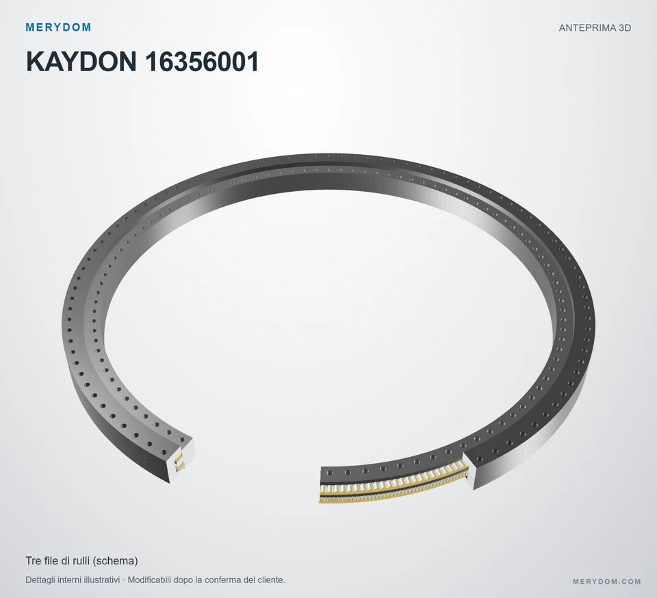 Anteprima del modello 3D del cuscinetto di rotazione sostitutivo MERYDOM per KAYDON 16356001.