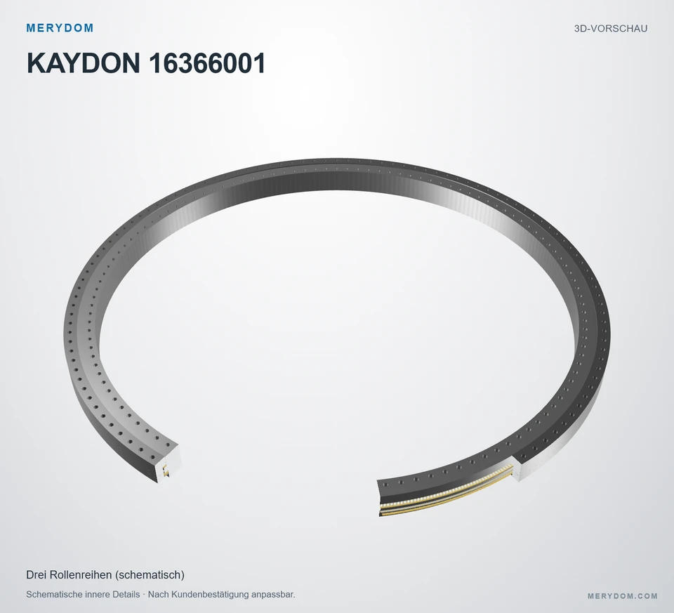 Vorschau des 3D-Modells des MERYDOM-Ersatzdrehkranzes für KAYDON 16366001.
