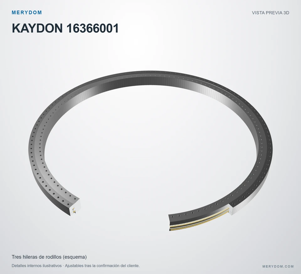 Vista previa del modelo 3D de la corona de giro de sustitución MERYDOM para KAYDON 16366001.