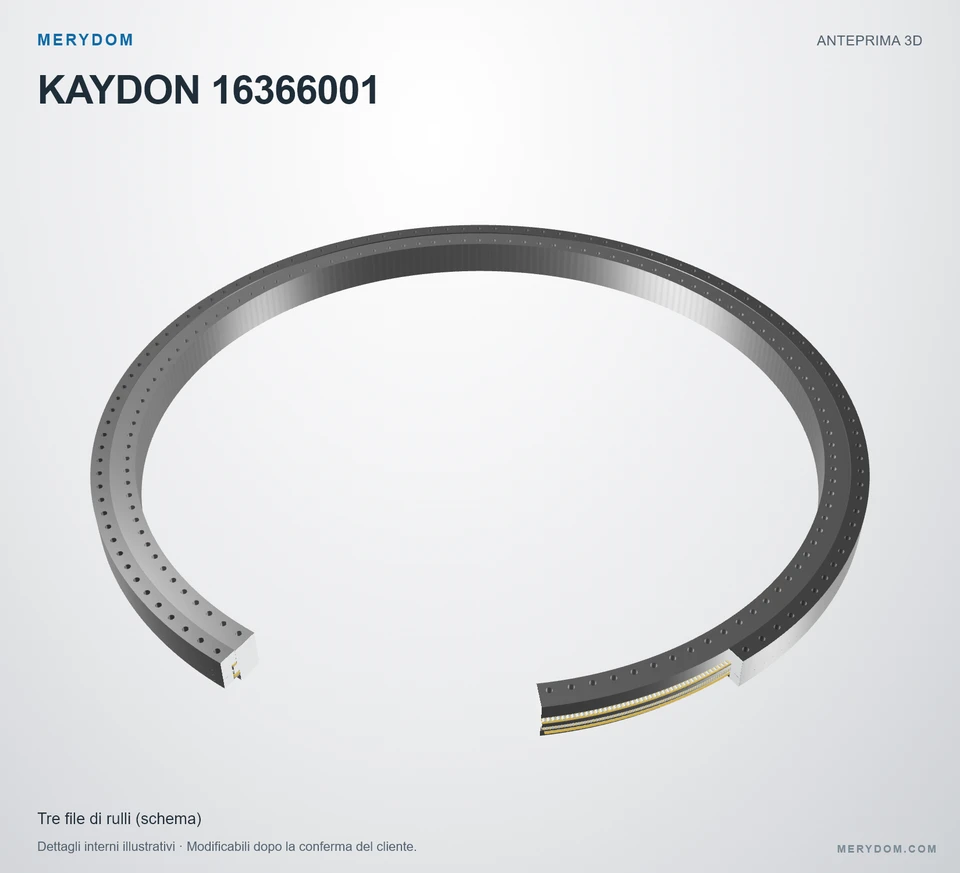 Anteprima del modello 3D del cuscinetto di rotazione sostitutivo MERYDOM per KAYDON 16366001.