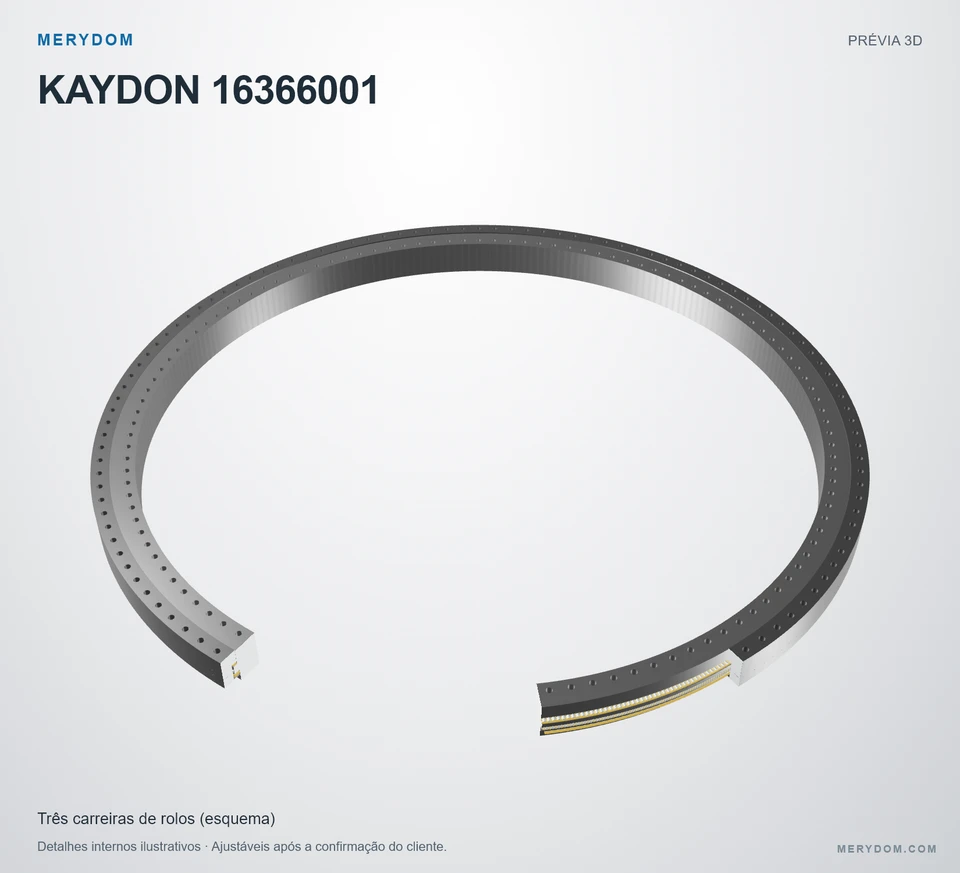 Prévia do modelo 3D do rolamento de giro de substituição MERYDOM para KAYDON 16366001.
