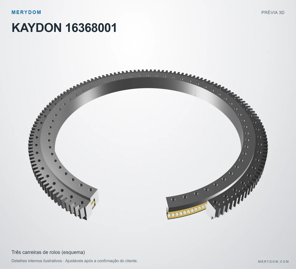 Prévia do modelo 3D do rolamento de giro de substituição MERYDOM para KAYDON 16368001.
