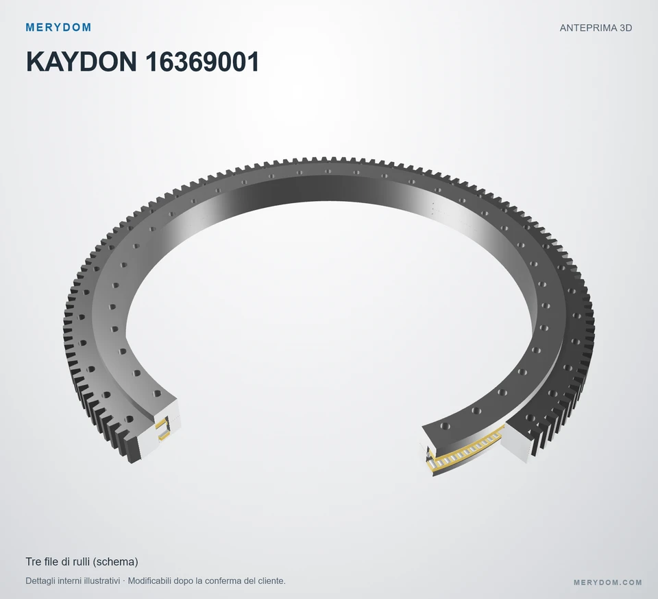 Anteprima del modello 3D del cuscinetto di rotazione sostitutivo MERYDOM per KAYDON 16369001.