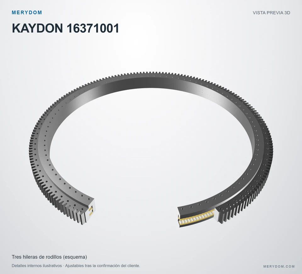 Vista previa del modelo 3D de la corona de giro de sustitución MERYDOM para KAYDON 16371001.