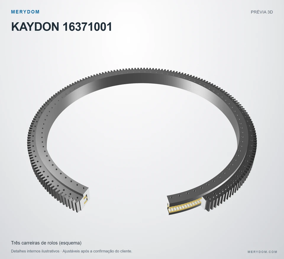 Prévia do modelo 3D do rolamento de giro de substituição MERYDOM para KAYDON 16371001.