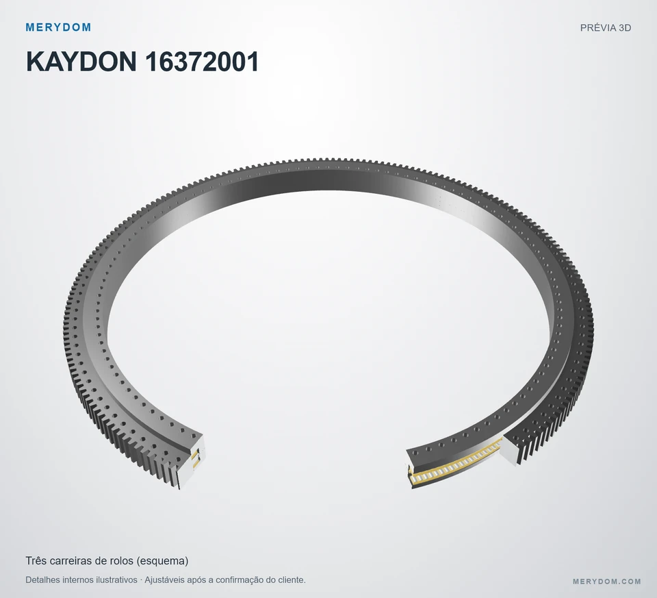 Prévia do modelo 3D do rolamento de giro de substituição MERYDOM para KAYDON 16372001.