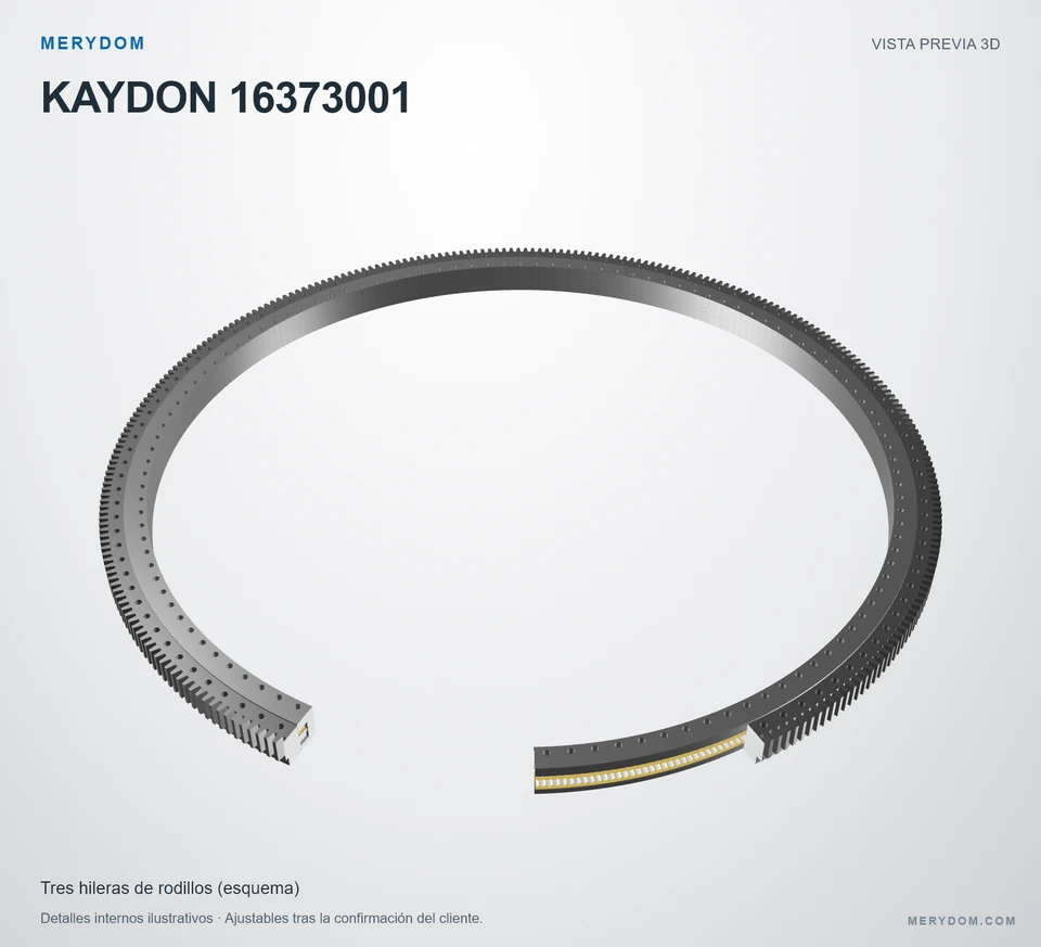 Vista previa del modelo 3D de la corona de giro de sustitución MERYDOM para KAYDON 16373001.