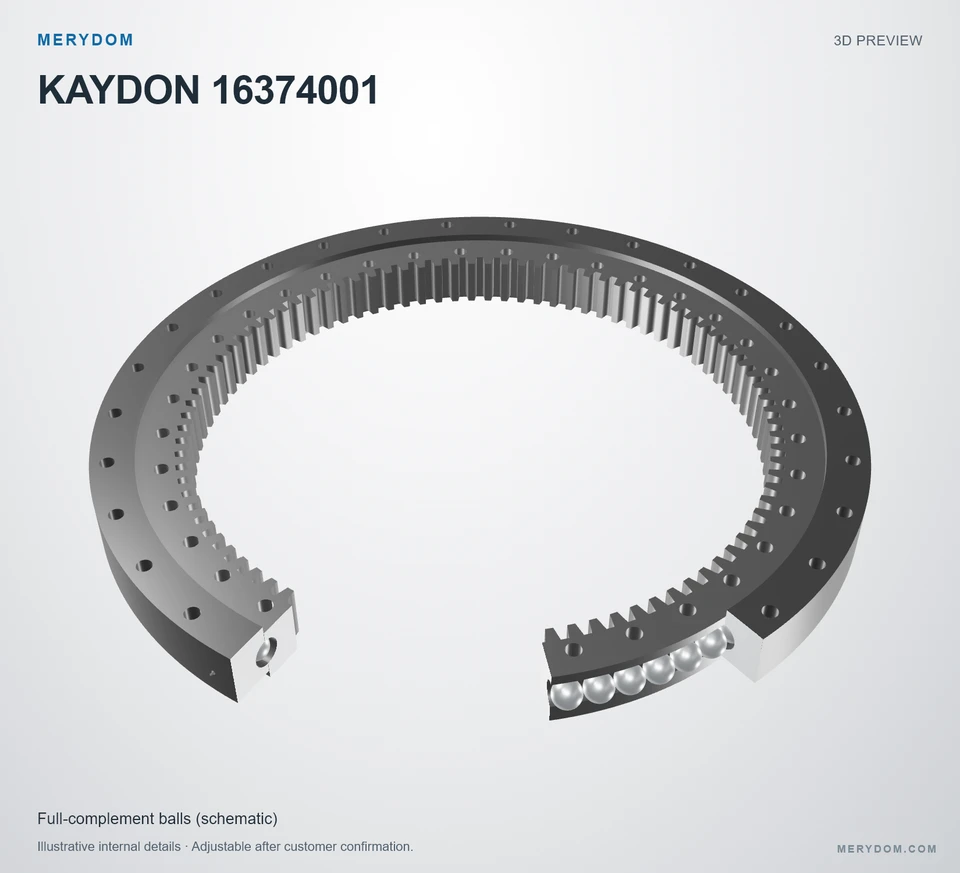 3D model preview of the MERYDOM replacement slewing bearing for KAYDON 16374001.