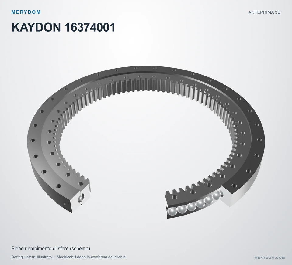 Anteprima del modello 3D del cuscinetto di rotazione sostitutivo MERYDOM per KAYDON 16374001.