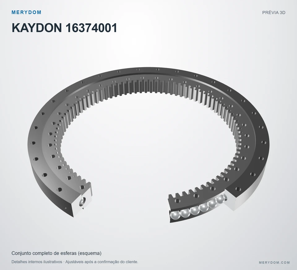 Prévia do modelo 3D do rolamento de giro de substituição MERYDOM para KAYDON 16374001.