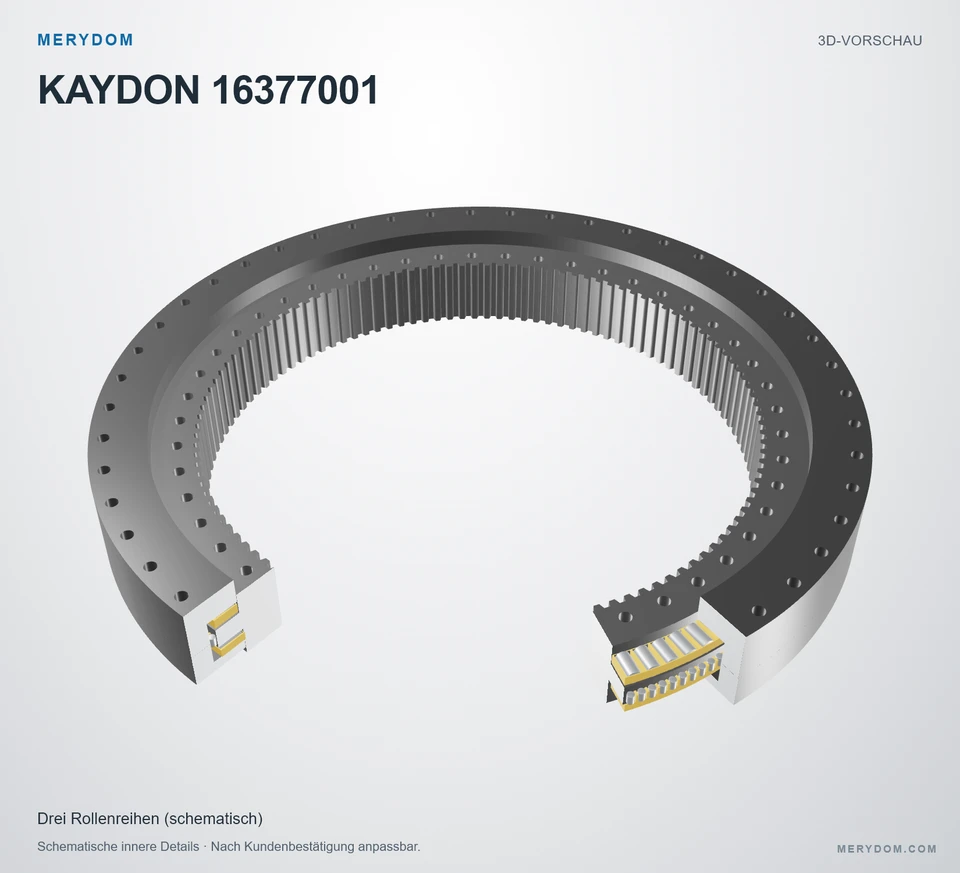 Vorschau des 3D-Modells des MERYDOM-Ersatzdrehkranzes für KAYDON 16377001.