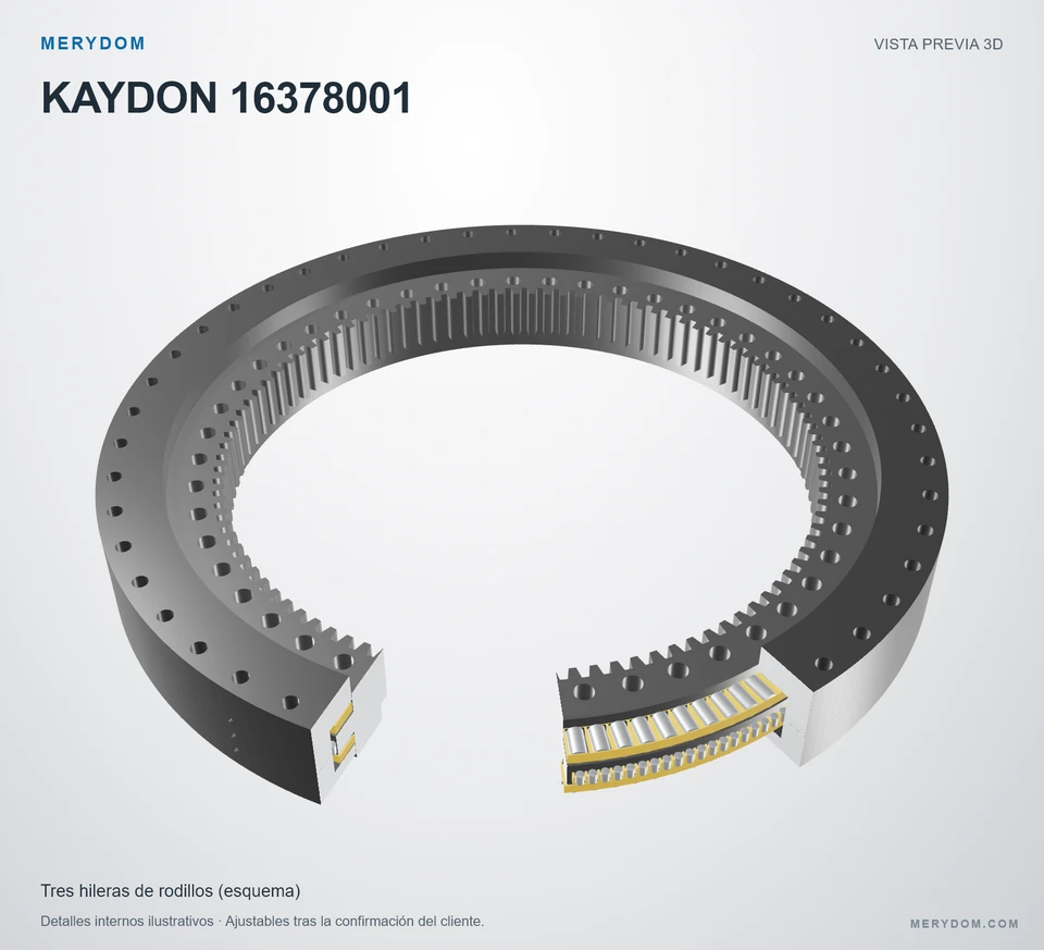Vista previa del modelo 3D de la corona de giro de sustitución MERYDOM para KAYDON 16378001.