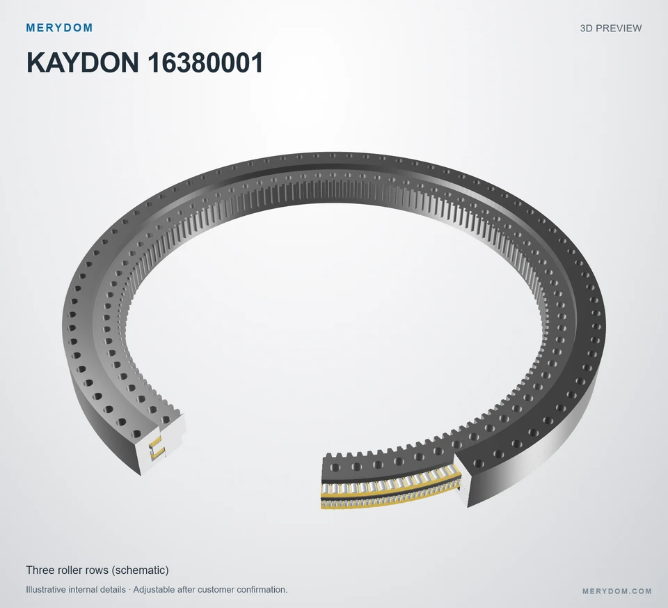 3D model preview of the MERYDOM replacement slewing bearing for KAYDON 16380001.