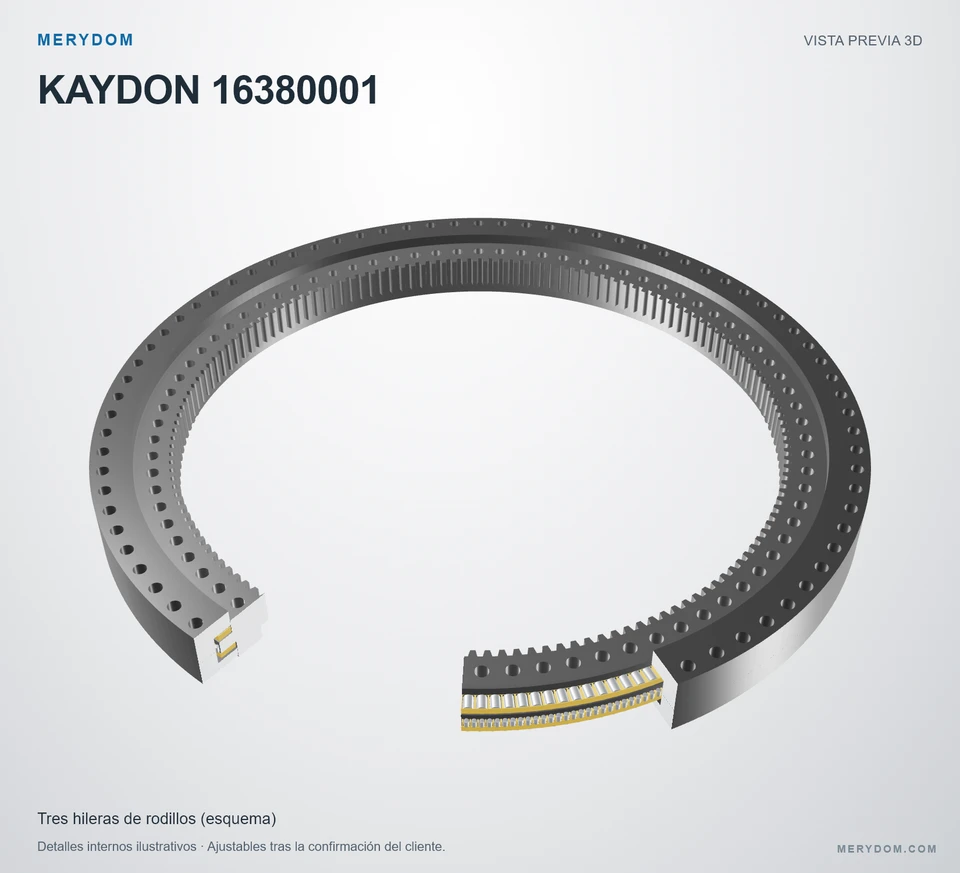 Vista previa del modelo 3D de la corona de giro de sustitución MERYDOM para KAYDON 16380001.