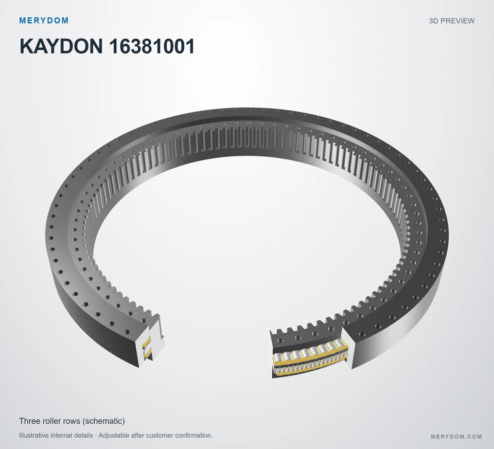 3D model preview of the MERYDOM replacement slewing bearing for KAYDON 16381001.