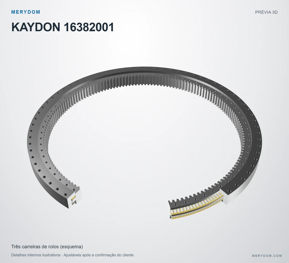 Prévia do modelo 3D do rolamento de giro de substituição MERYDOM para KAYDON 16382001.