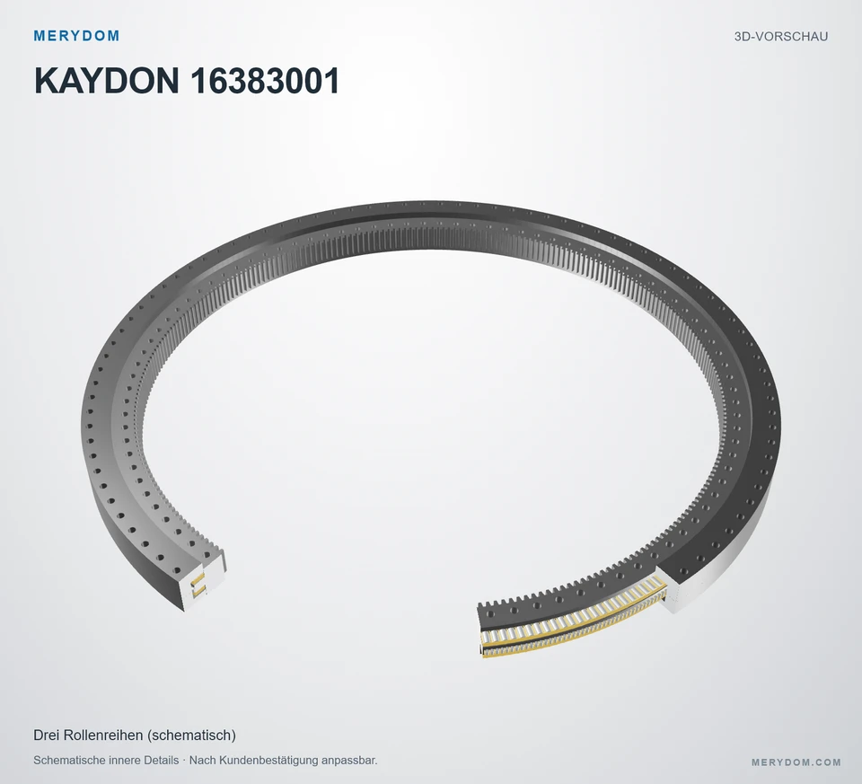 Vorschau des 3D-Modells des MERYDOM-Ersatzdrehkranzes für KAYDON 16383001.