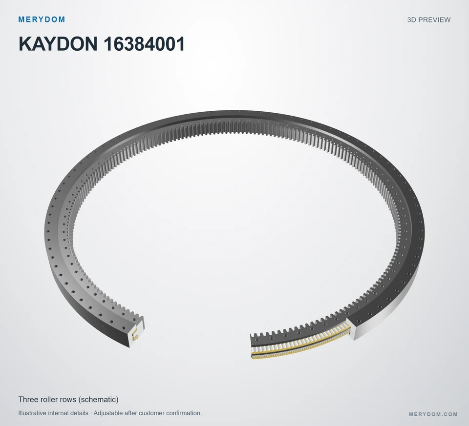 3D model preview of the MERYDOM replacement slewing bearing for KAYDON 16384001.
