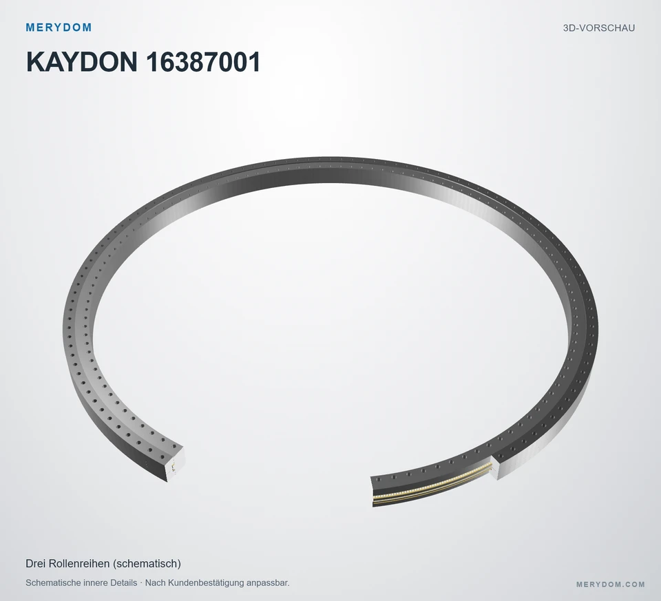 Vorschau des 3D-Modells des MERYDOM-Ersatzdrehkranzes für KAYDON 16387001.