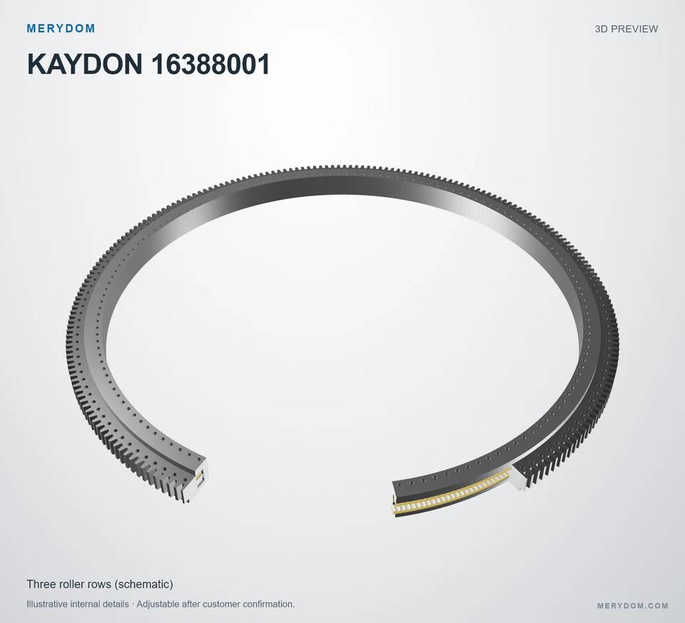 3D model preview of the MERYDOM replacement slewing bearing for KAYDON 16388001.