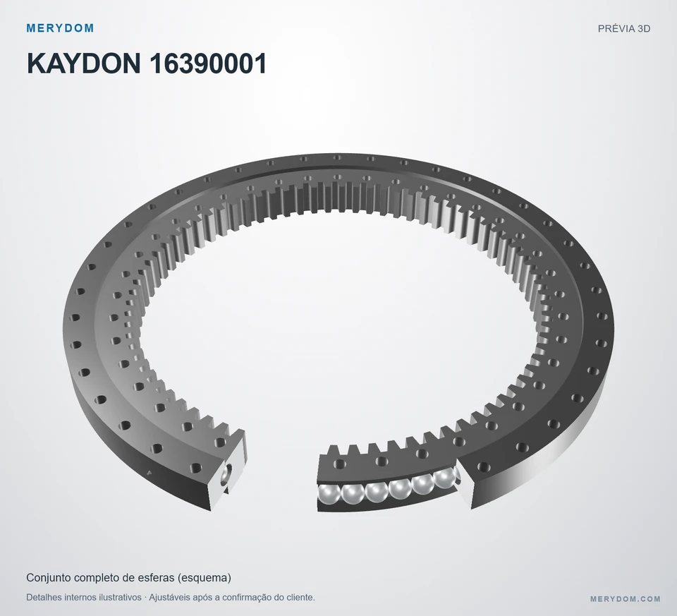 Prévia do modelo 3D do rolamento de giro de substituição MERYDOM para KAYDON 16390001.