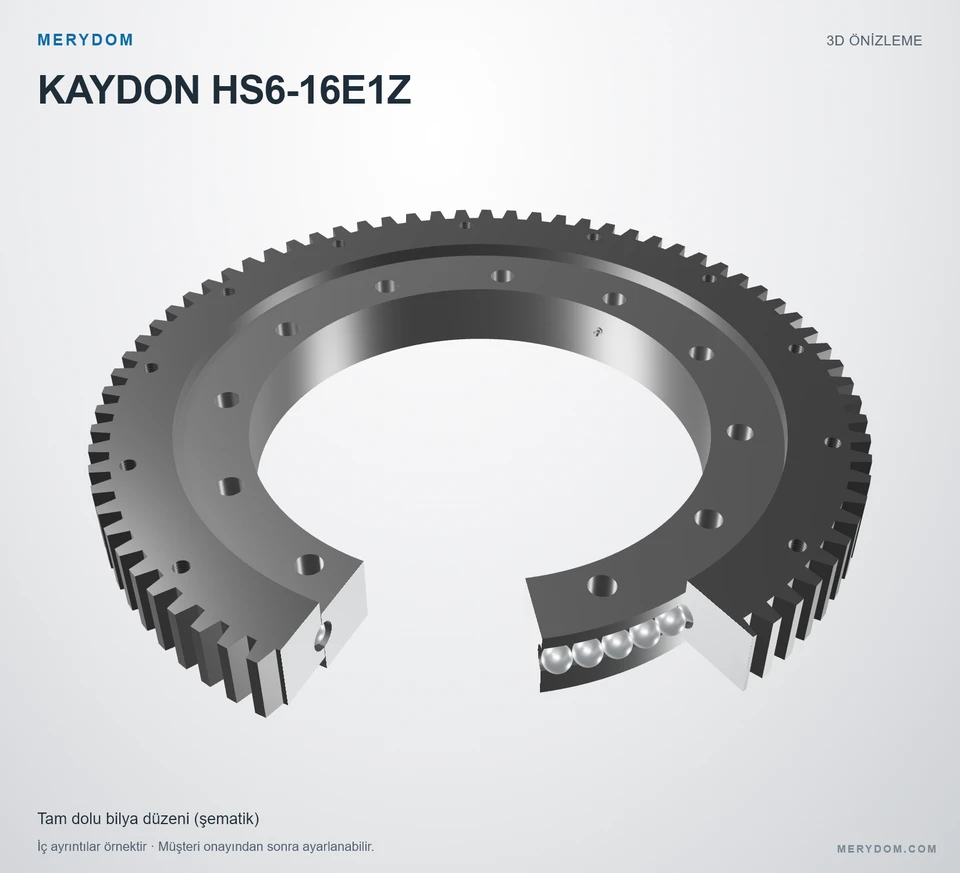 KAYDON HS6-16E1Z için MERYDOM muadil döner tabla rulmanının 3D model önizlemesi.