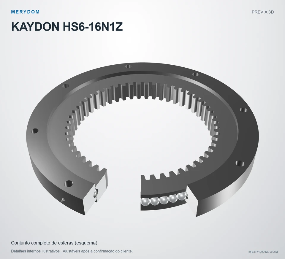 Prévia do modelo 3D do rolamento de giro de substituição MERYDOM para KAYDON HS6-16N1Z.