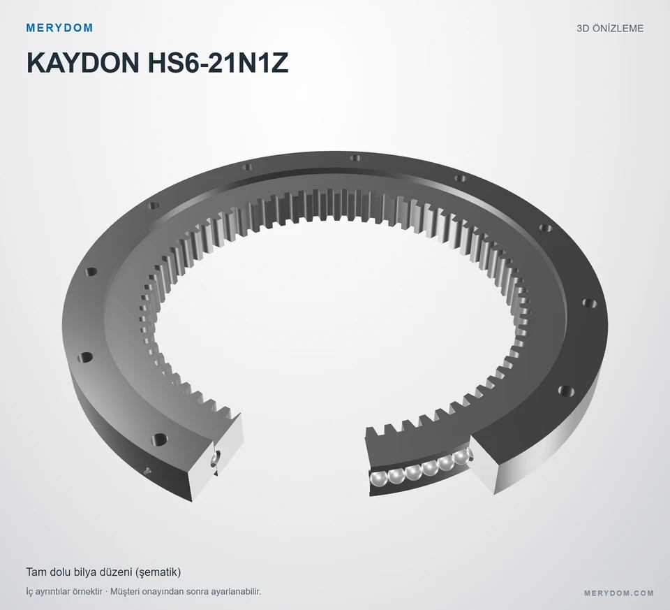 KAYDON HS6-21N1Z için MERYDOM muadil döner tabla rulmanının 3D model önizlemesi.
