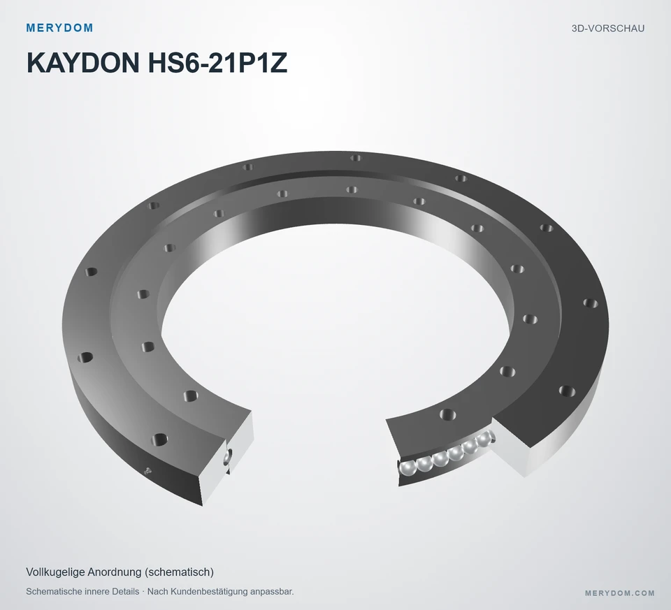 Vorschau des 3D-Modells des MERYDOM-Ersatzdrehkranzes für KAYDON HS6-21P1Z.