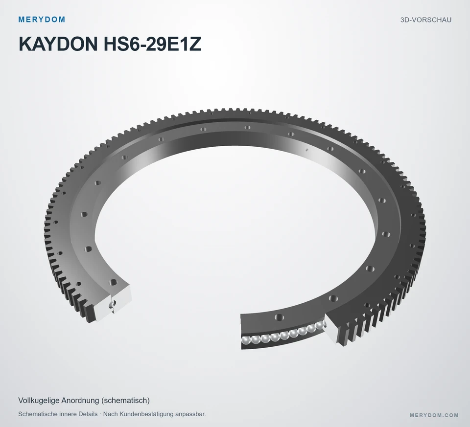 Vorschau des 3D-Modells des MERYDOM-Ersatzdrehkranzes für KAYDON HS6-29E1Z.