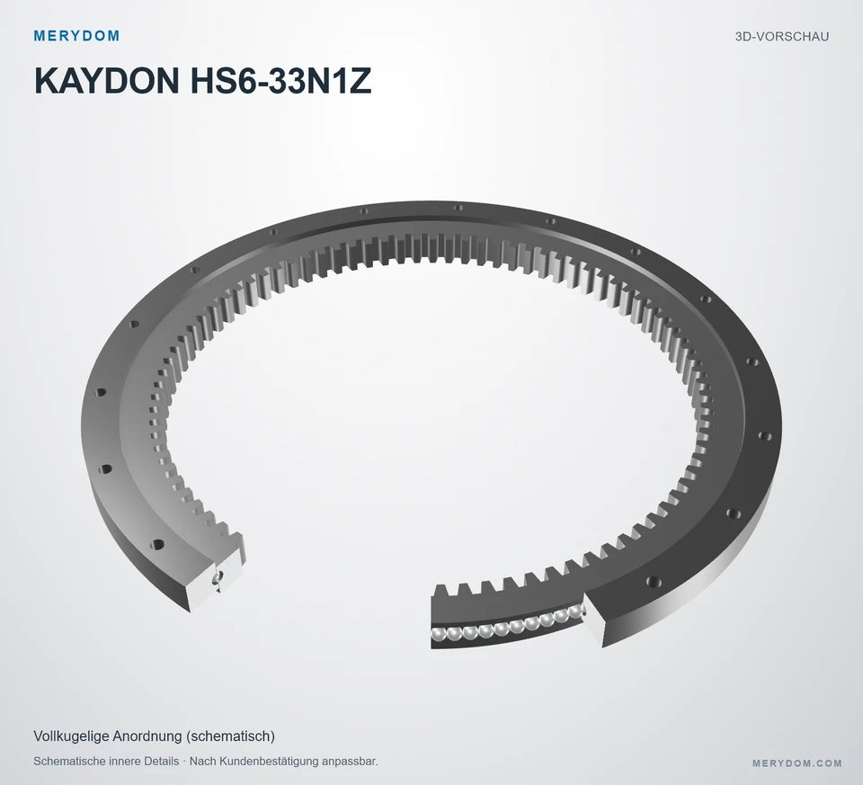 Vorschau des 3D-Modells des MERYDOM-Ersatzdrehkranzes für KAYDON HS6-33N1Z.
