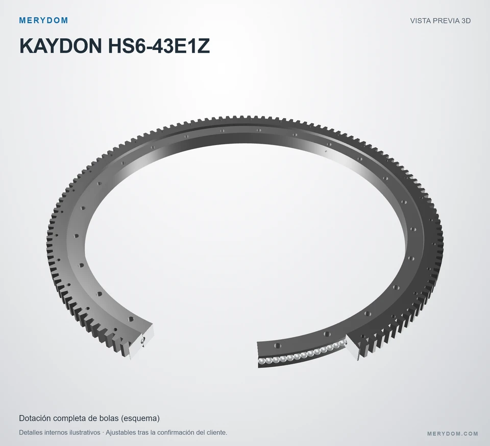 Vista previa del modelo 3D de la corona de giro de sustitución MERYDOM para KAYDON HS6-43E1Z.